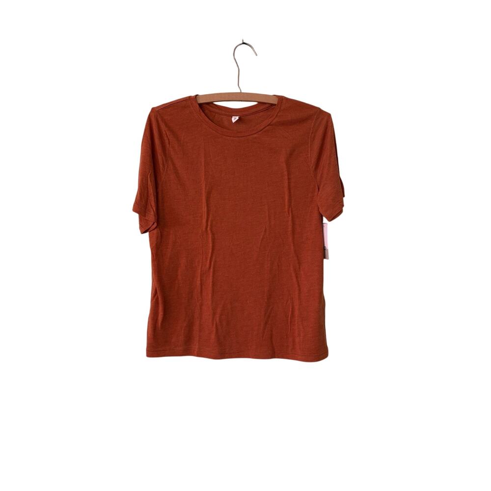BP. T-Shirt Women's Large Rust Scoop Neck Blouse Cotton Blend Short Sleeve